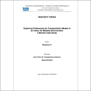 Master S Thesis Exploring Preferences For Transportation Modes In An Urban Air Mobility Environment A Munich Case Study