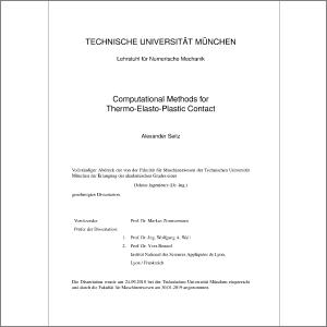 Computational Methods For Thermo Elasto Plastic Contact