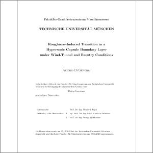 Technische Universit At M Unchen Roughness Induced Transition In A Hypersonic Capsule Boundary Layer Under Wind Tunnel And Ree