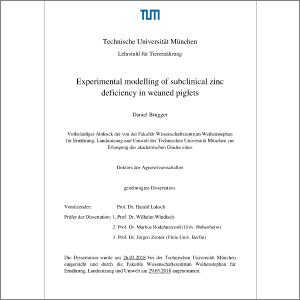 Experimental modelling of subclinical zinc deficiency in weaned ...
